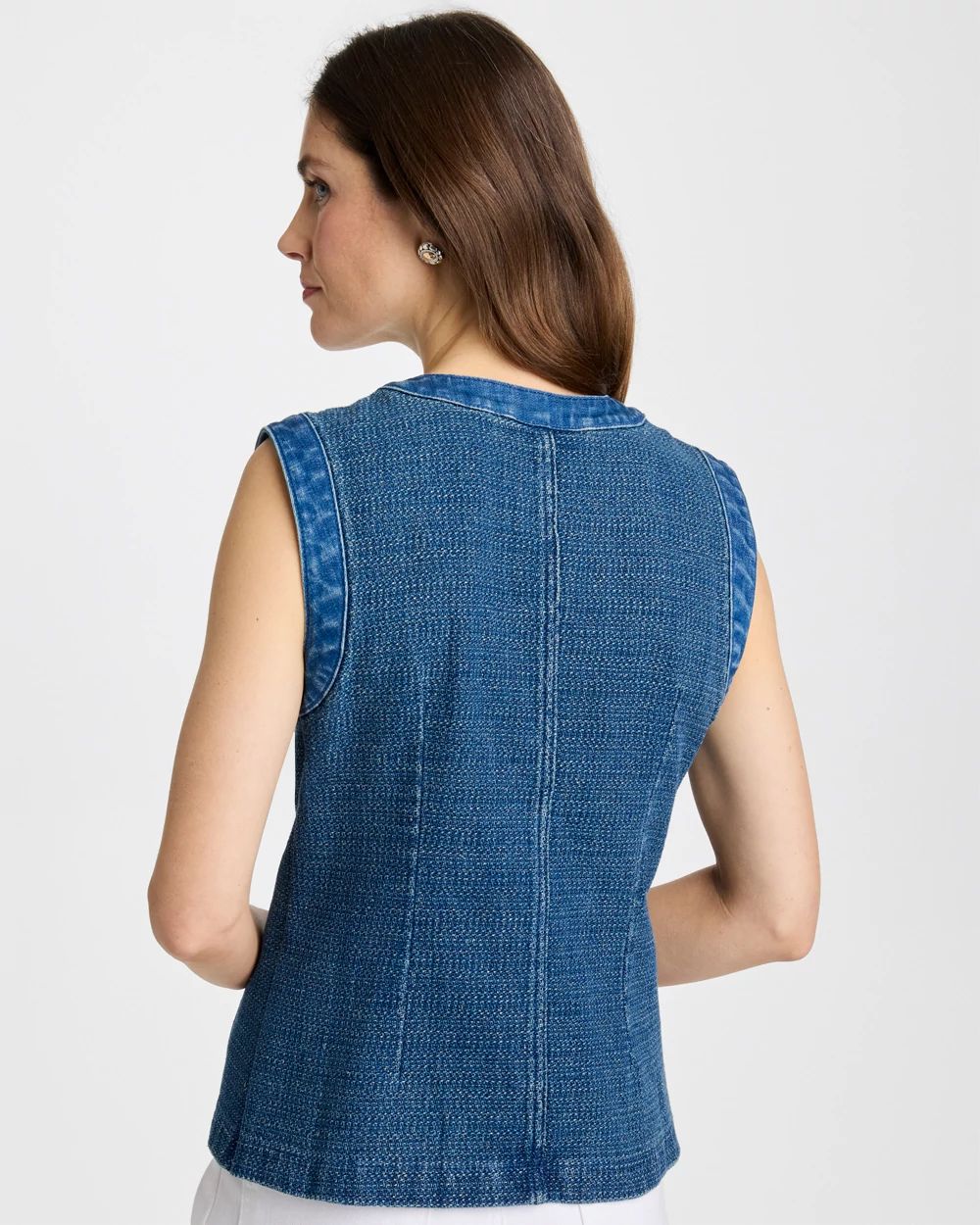 Tweed Mixed Denim Vest