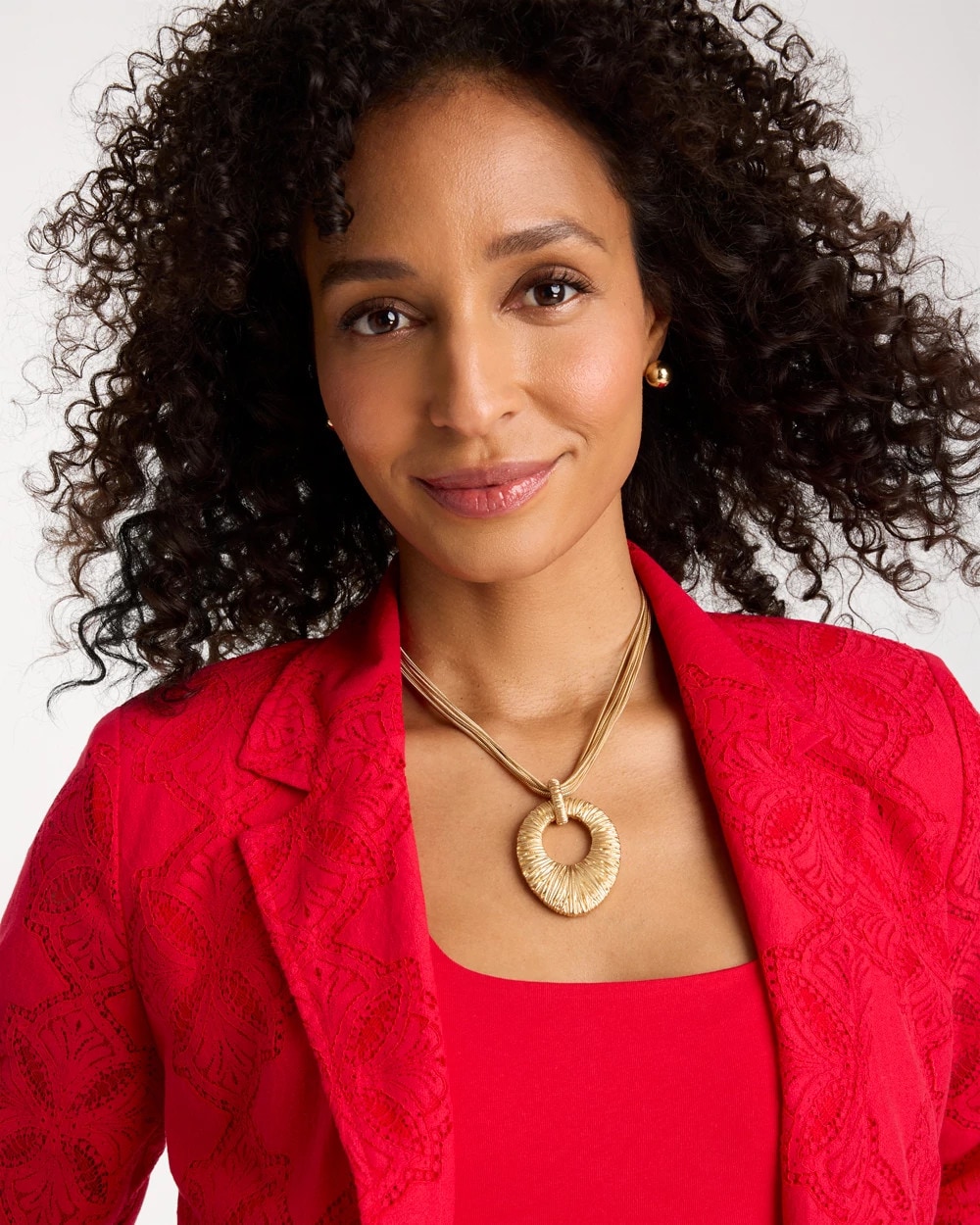 Crinkle Goldtone Pendant Necklace