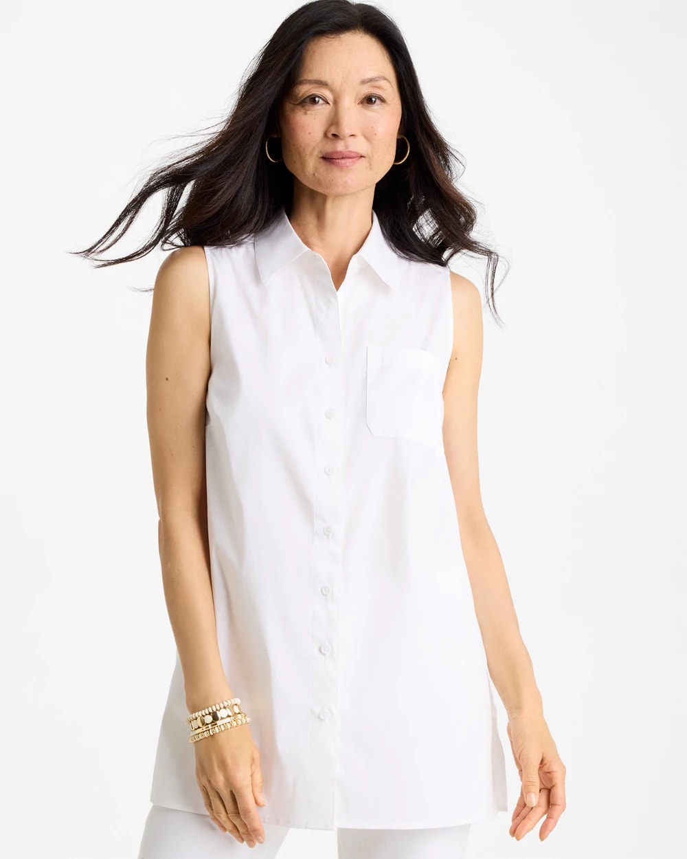 Poplin Cotton Collared Tunic, photo 1 of 5