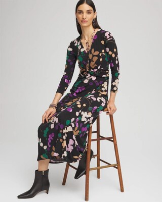V-neck 3/4 Sleeve Floral Maxi Dress click to view larger image.