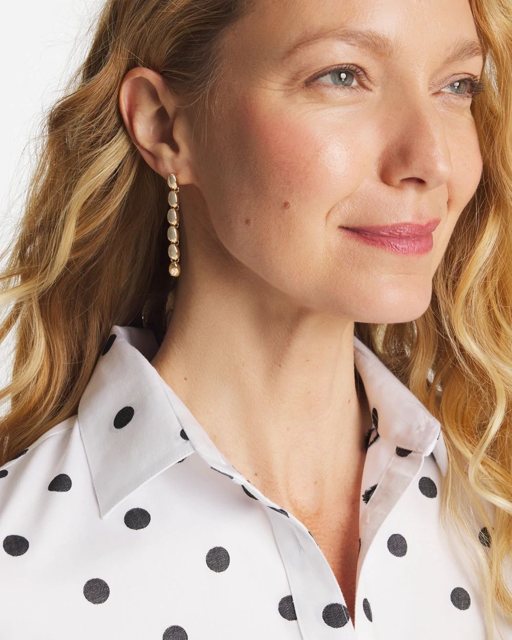 Gold Linear Beaded Earrings click to view larger image.