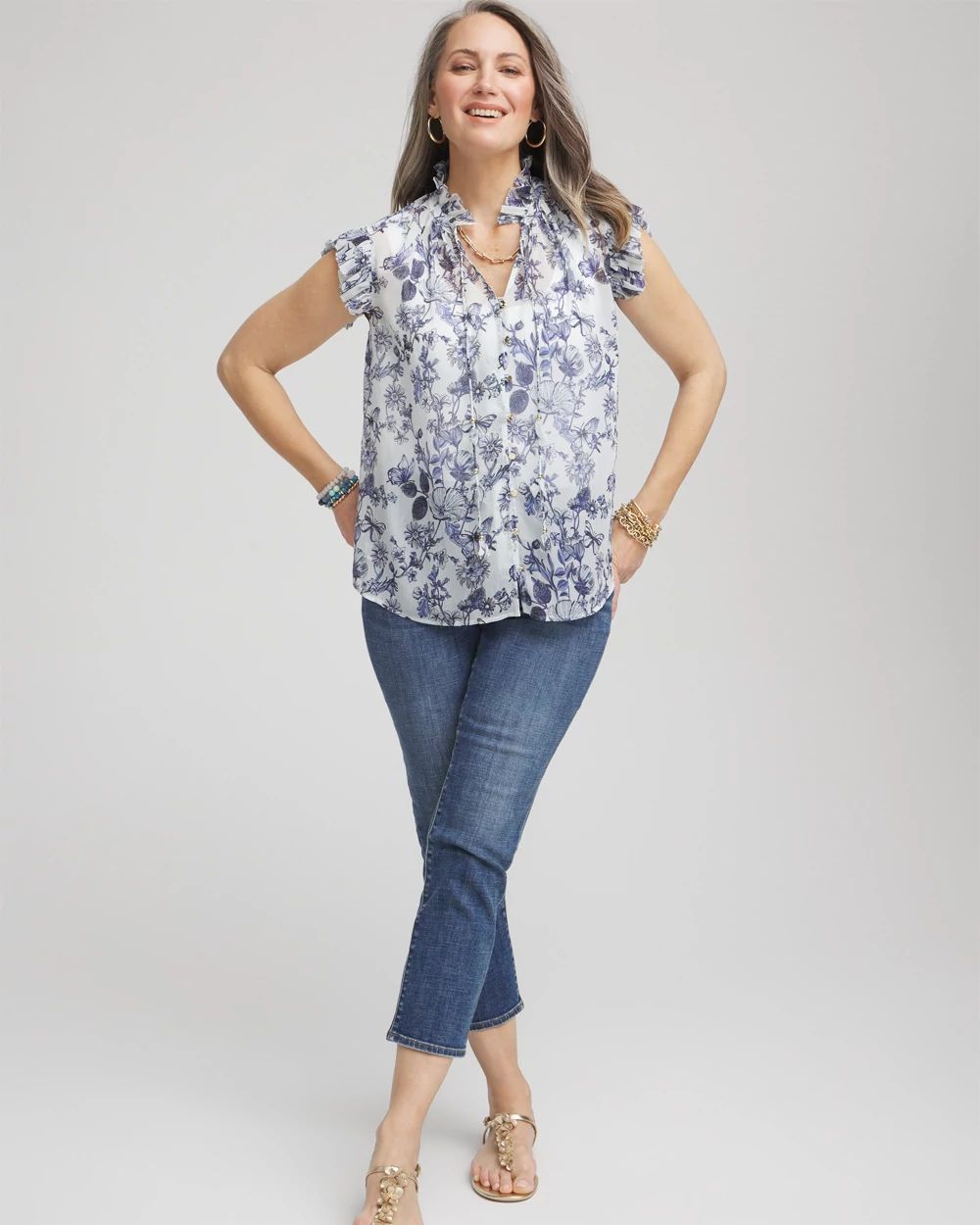 Butterfly Ruffle Collar Blouse