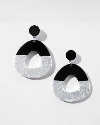 Silver Tone Foil Drop Earrings