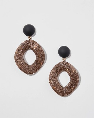 Gold Tone Pavé Drop Hoop Earrings