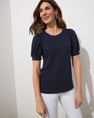 Puff Sleeve Slub Tee