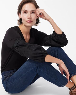 Knit Woven 3D Applique Top