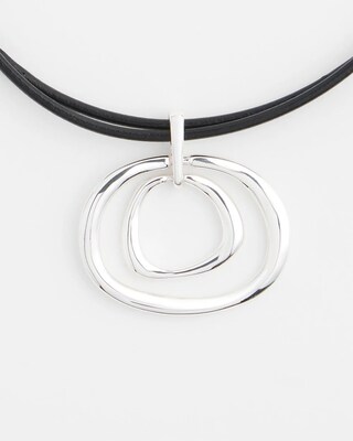 Silver Tone Rings Pendant Necklace click to view larger image.
