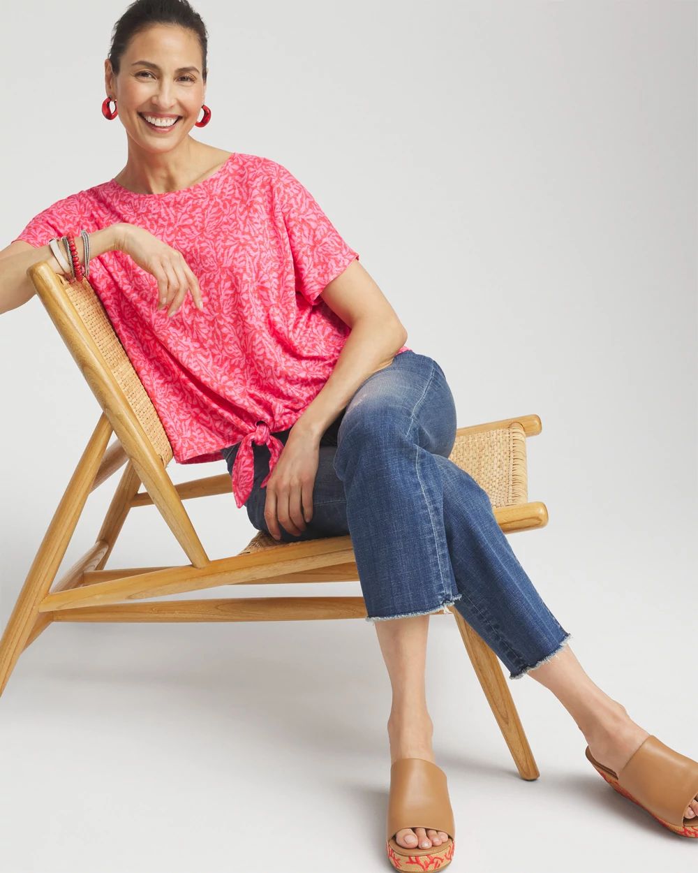 Linen Reef Tie Front Tee