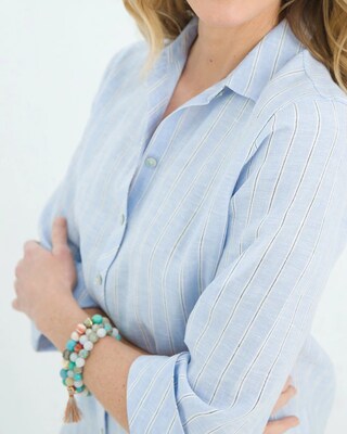 No-Iron Linen Striped Shirt