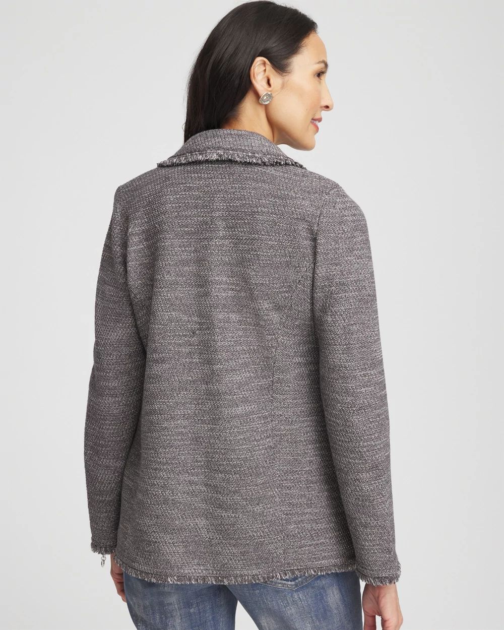 Metallic Tweed Sweater Blazer