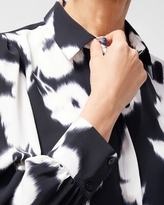 Twill Floral Print Shirt Dress