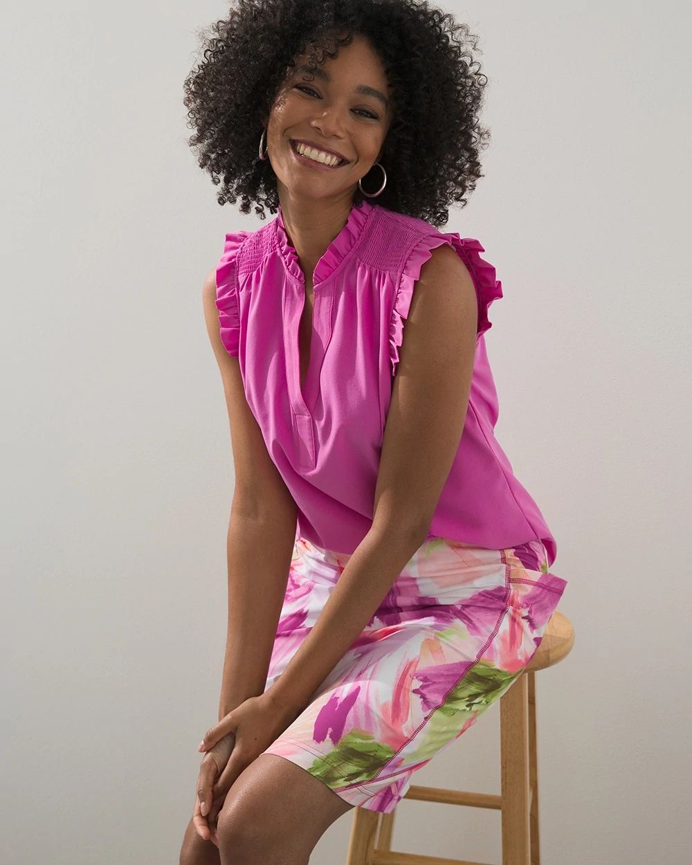 Zenergy UPF Smocked Ruffle Top