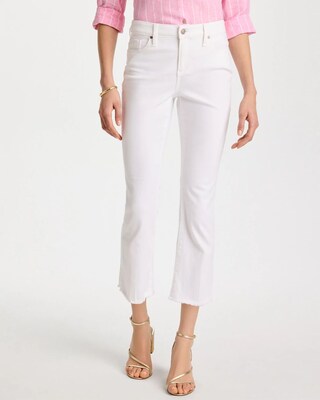 Petite No Stain Girlfriend Fray Hem Kick Flare Jeans click to view larger image.