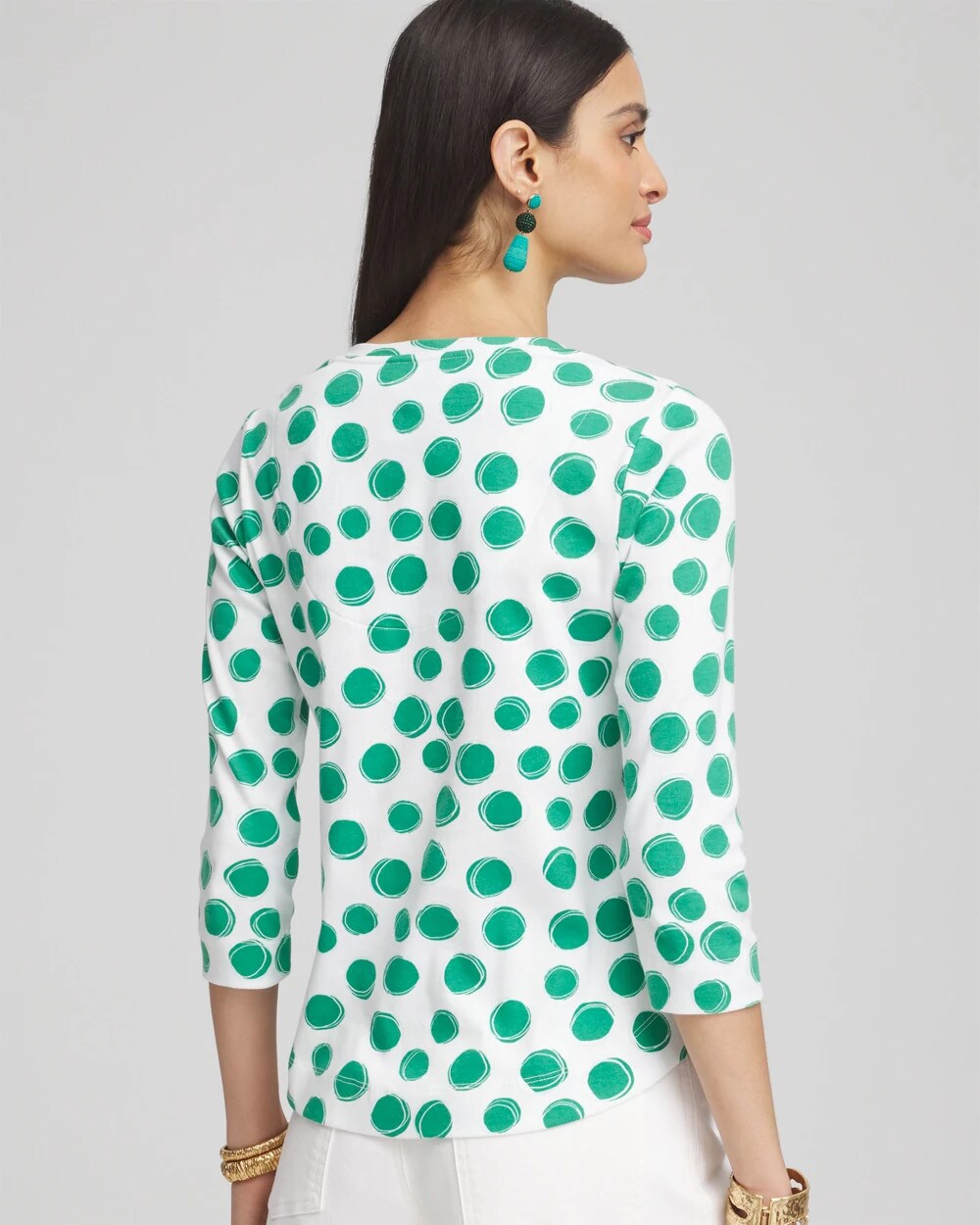 Polka Dot Pima 3/4 Sleeve Everyday Tee