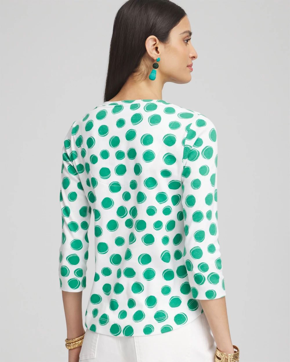 Polka Dot Pima 3/4 Sleeve Everyday Tee
