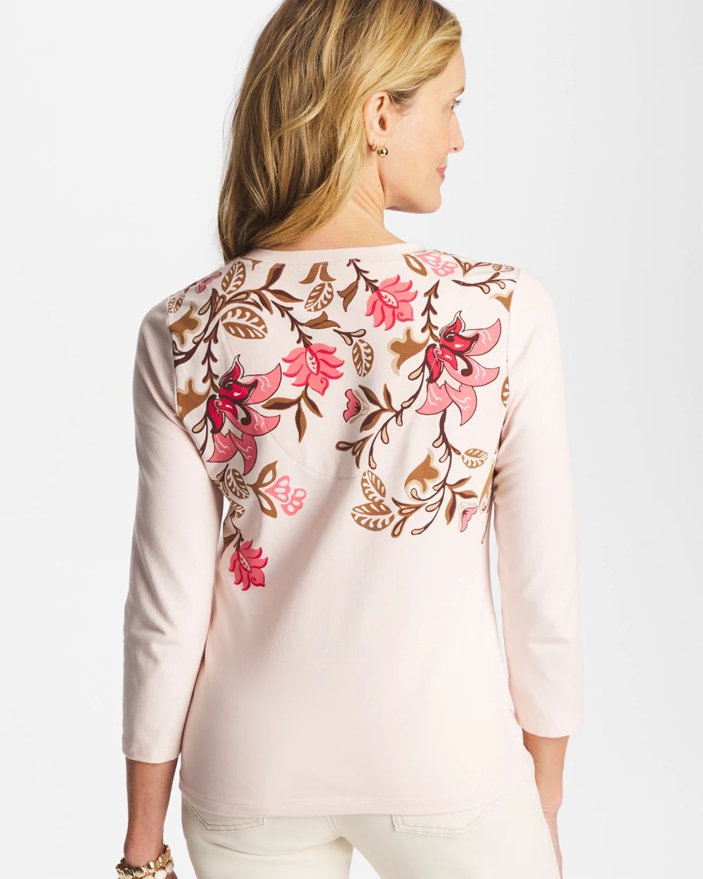 Stretch-Cotton 3/4 Sleeve Perfect Tee click to view larger image.