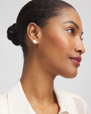 Gold Tone Pavé Stud Earrings