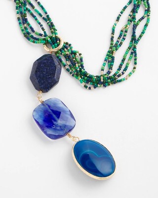 Agate Lapis Lazuli Pendant Necklace click to view larger image.