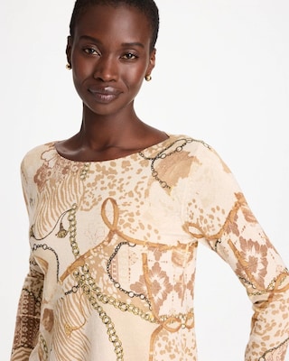 Ella Bateau Neutral Print Pullover Sweater click to view larger image.
