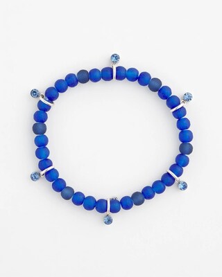 Sea Glass Motif Beaded Stretch Bracelet click to view larger image.