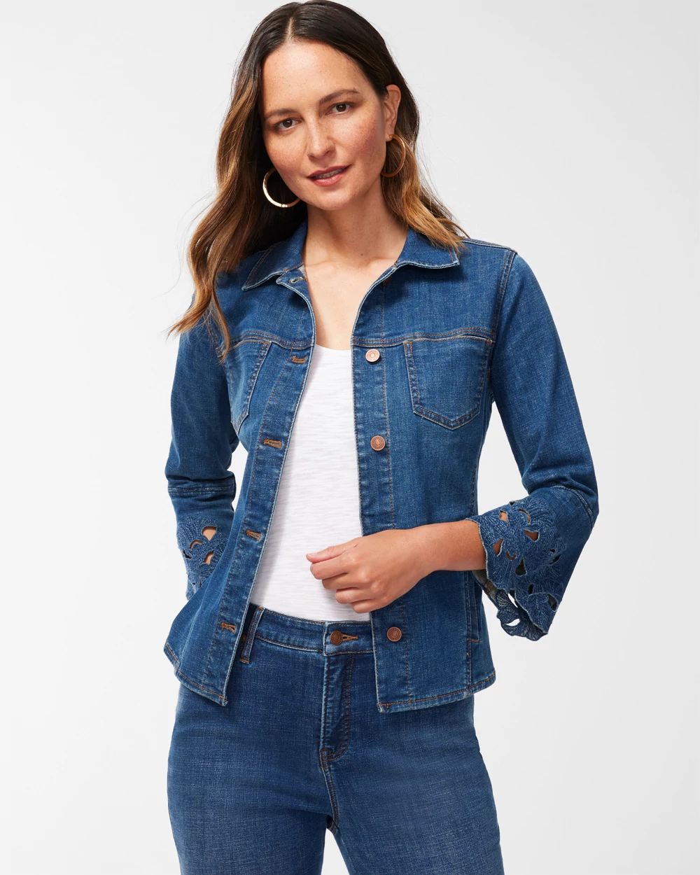 Cropped Floral Denim Jacket