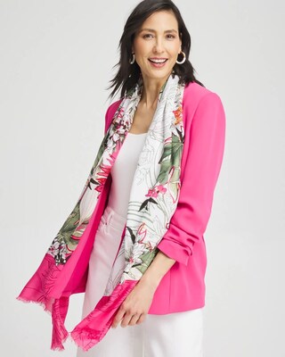 Floral Colorblock Oblong Scarf