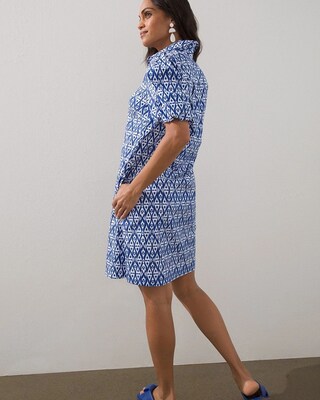Poplin Ikat Balloon Sleeve Dress