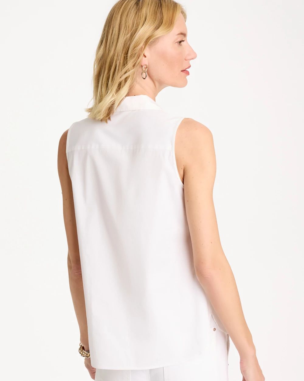 Cotton-Blend Classic Sleeveless Shirt