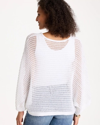 V-Neck Metallic Knit Poncho click to view larger image.
