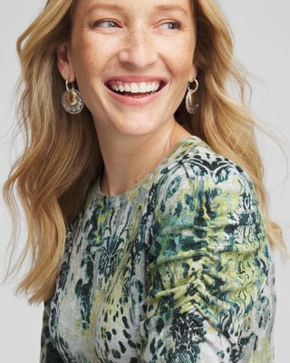 Animal Print Short-Sleeve Pullover Sweater click to view larger image.