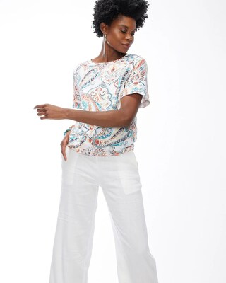 Linen Paisley Relaxed Tee