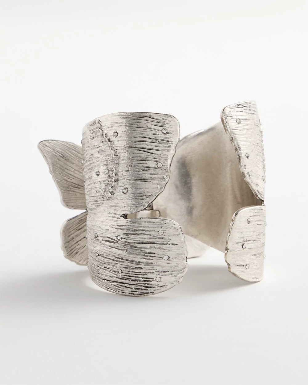 Silvertone Butterfly Stretch Cuff Bracelet
