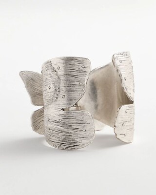 Silvertone Butterfly Stretch Cuff Bracelet click to view larger image.