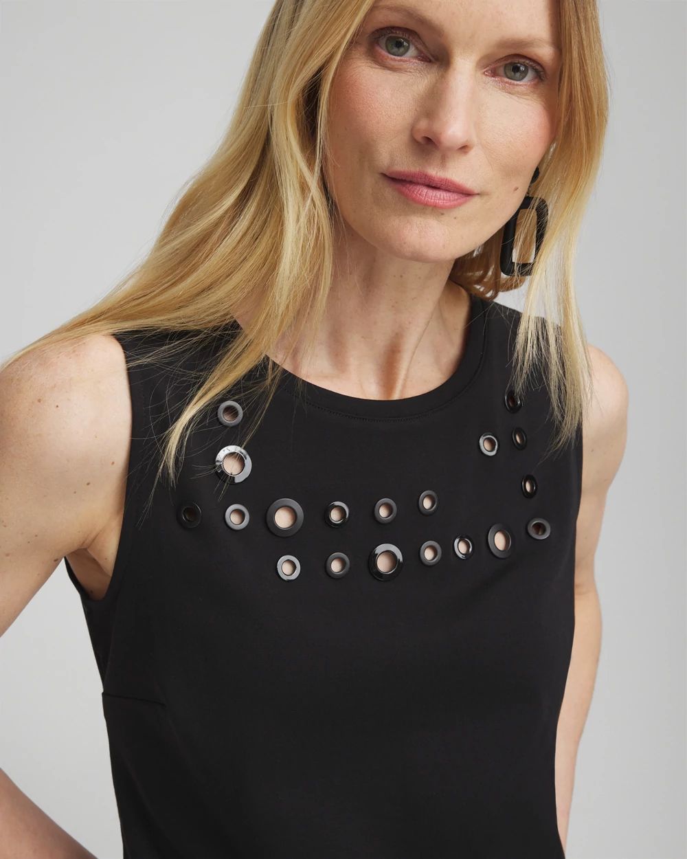 Grommet Neck Detail Tank click to view larger image.
