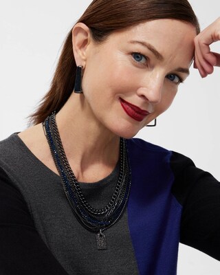Blue Beads Short Necklace