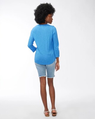 3/4 Sleeve Rib Detail Slub Tee