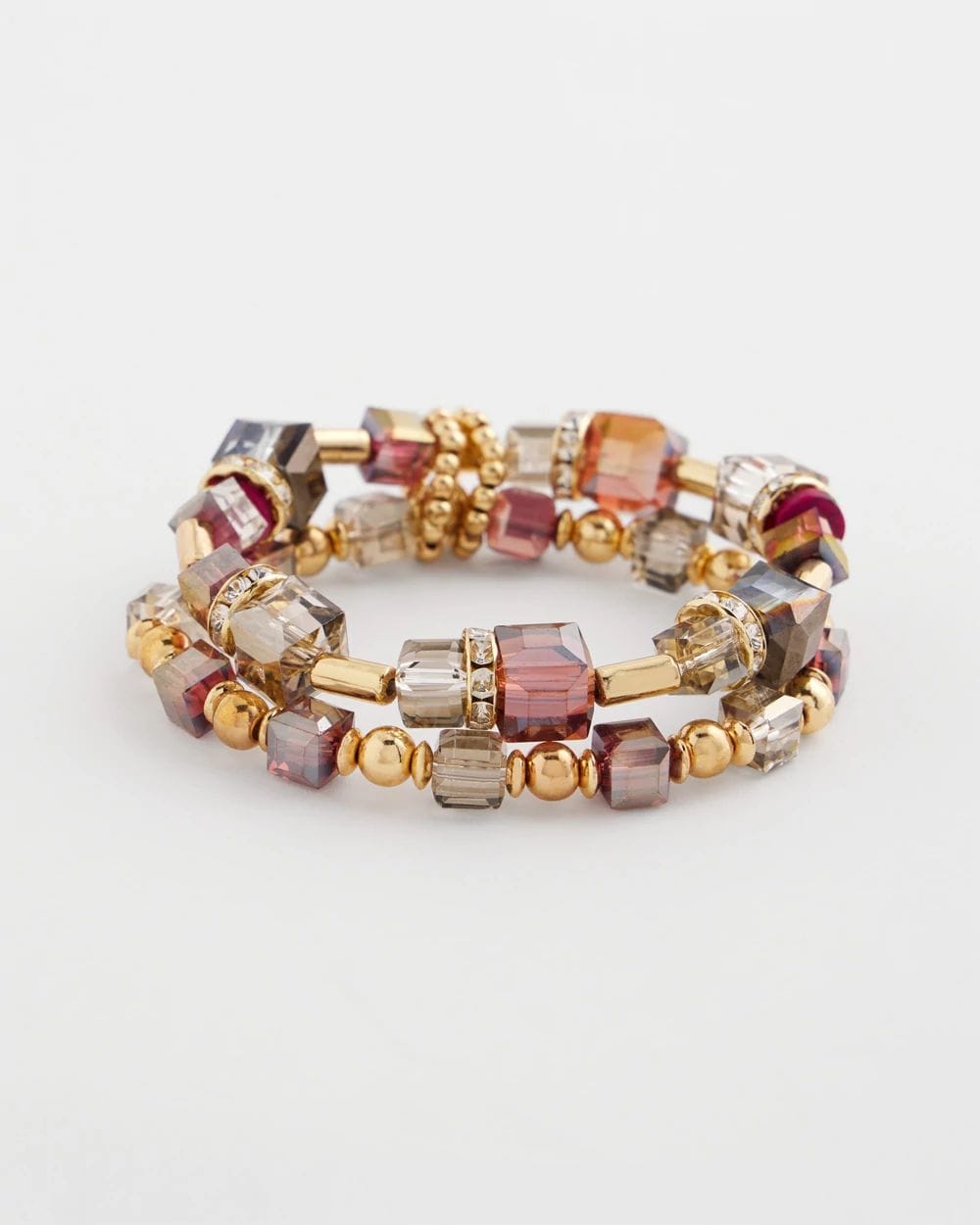 Art Deco Geo Glass Bead Stretch Bracelet Set