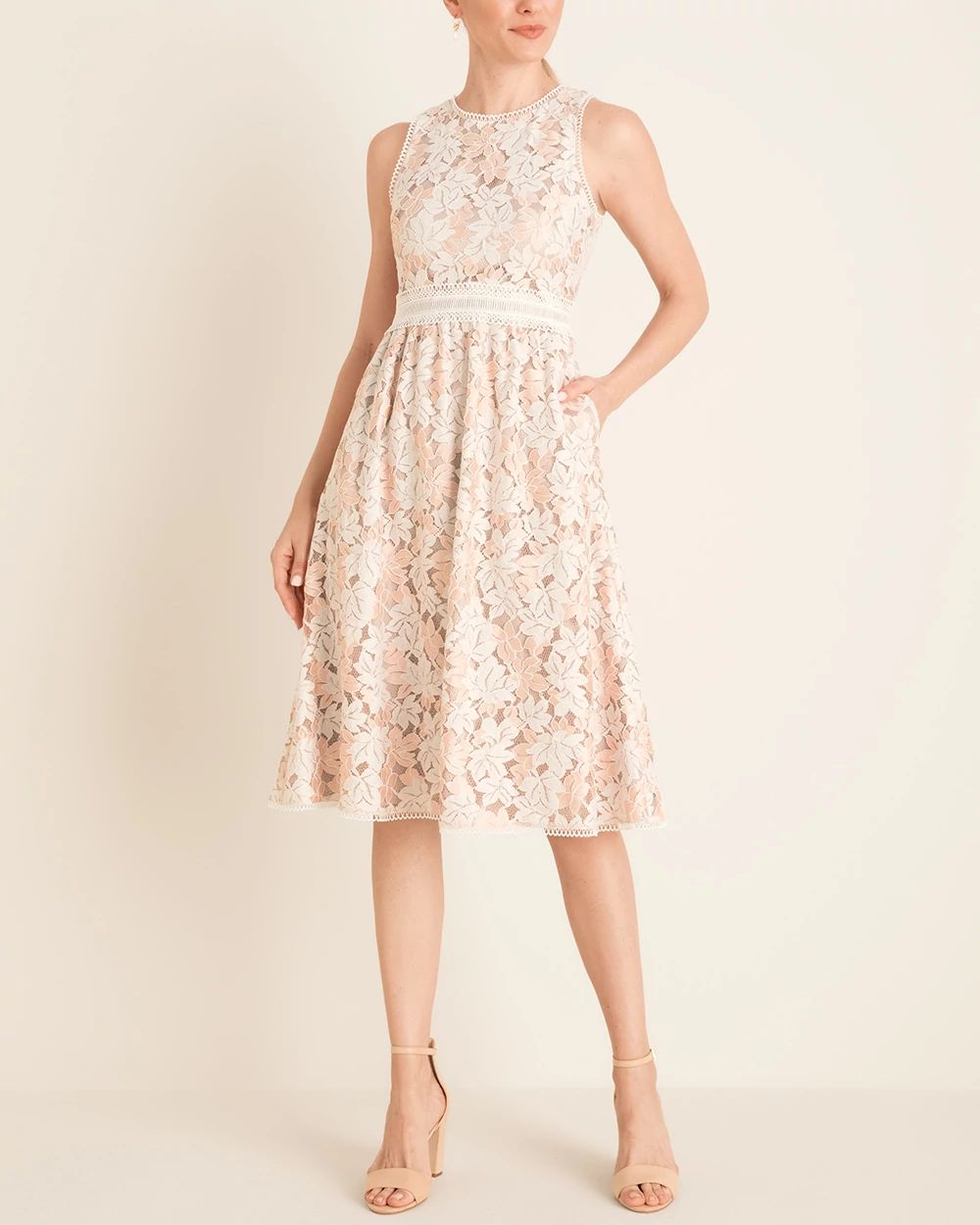 Vince Camuto Sleeveless Lace Midi Dress