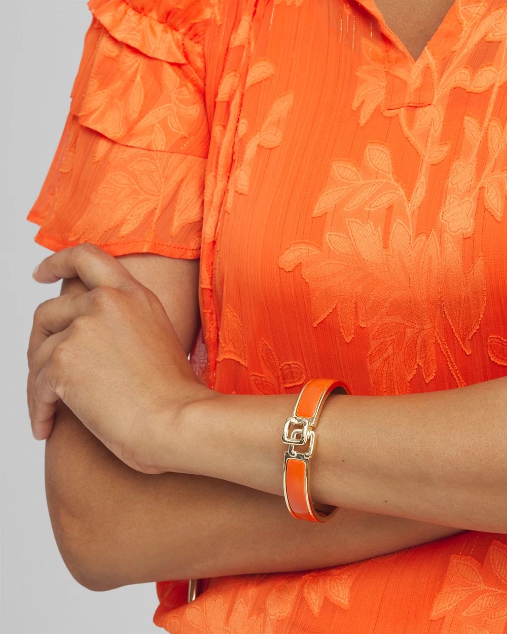 Chico's Click Orange Bangle Bracelet
