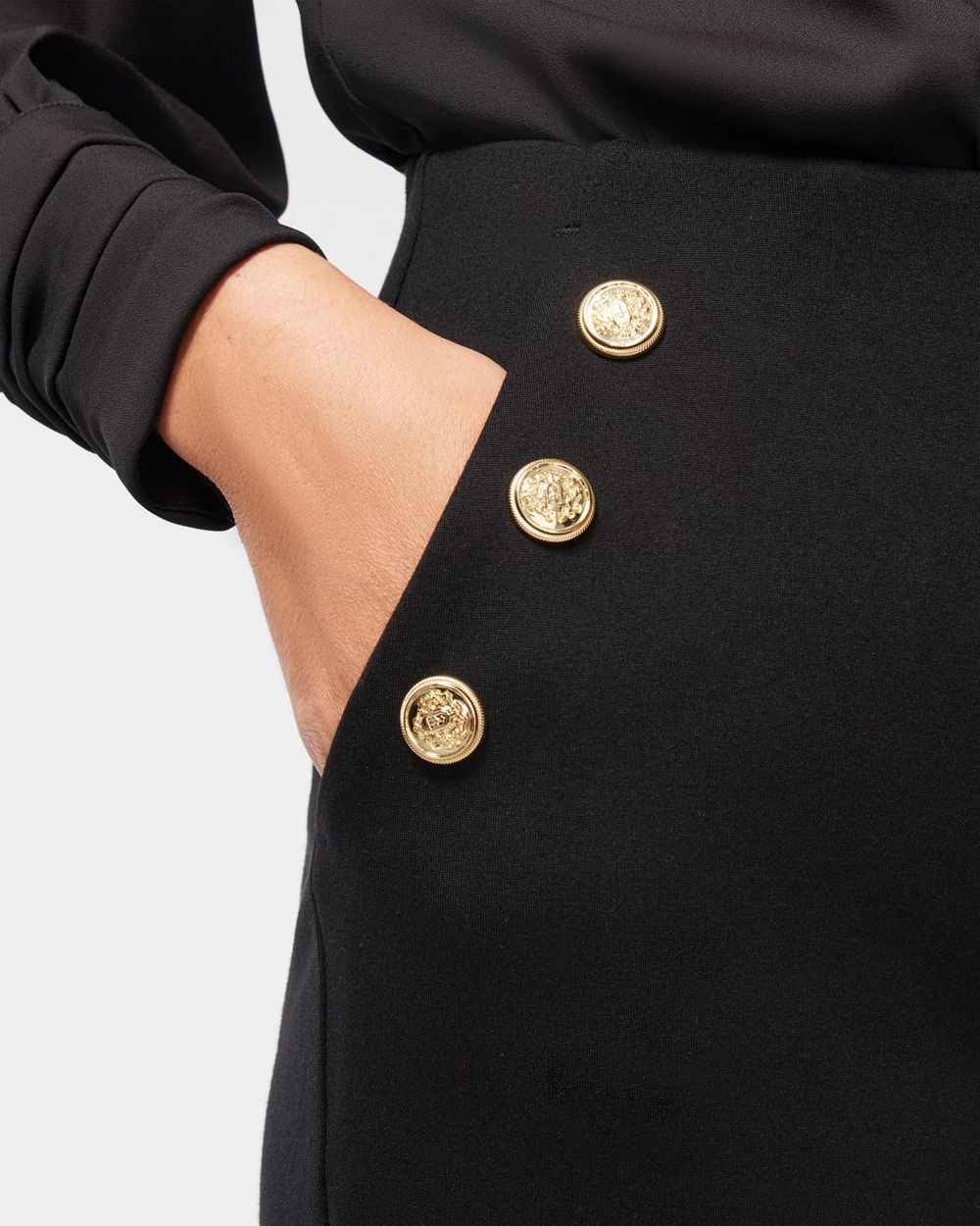 Petite Ponte Button Flare Pants