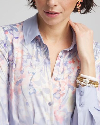 Floral Matte Satin Midi Shirtdress click to view larger image.