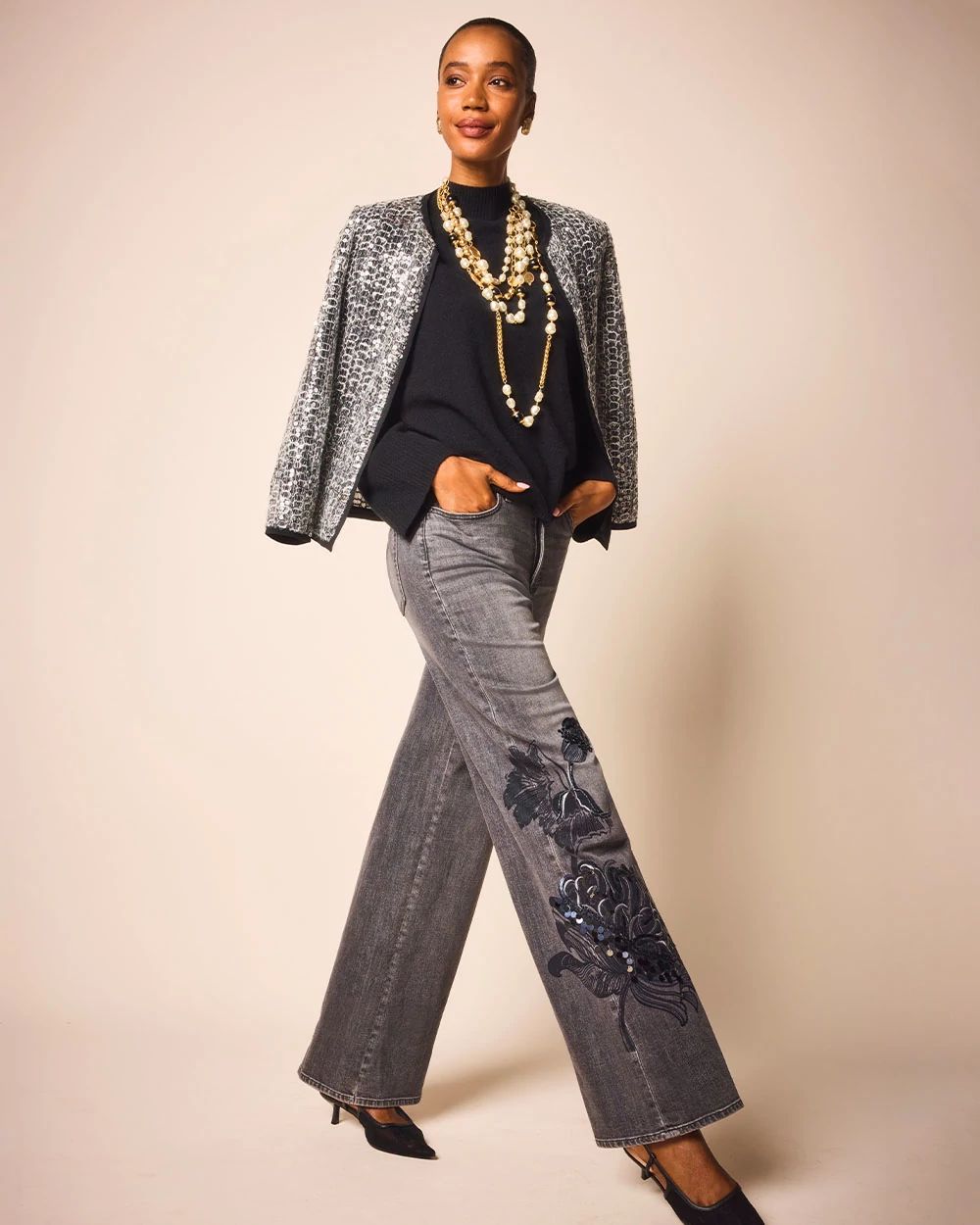 Printed High-Rise Wide-Leg Jean