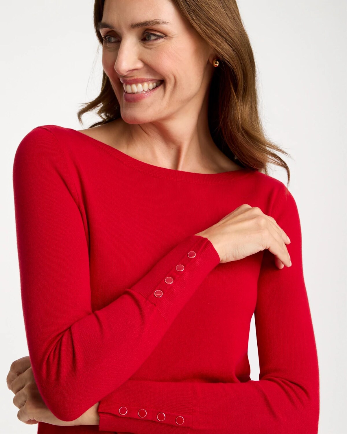 Chico's Ella Bateau Pullover Sweater In Carmine Red In Carmine Red