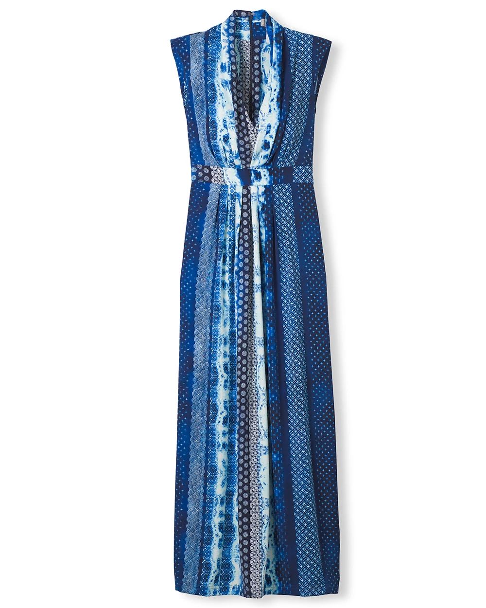 Geometric Tie-Dye Print Maxi Dress