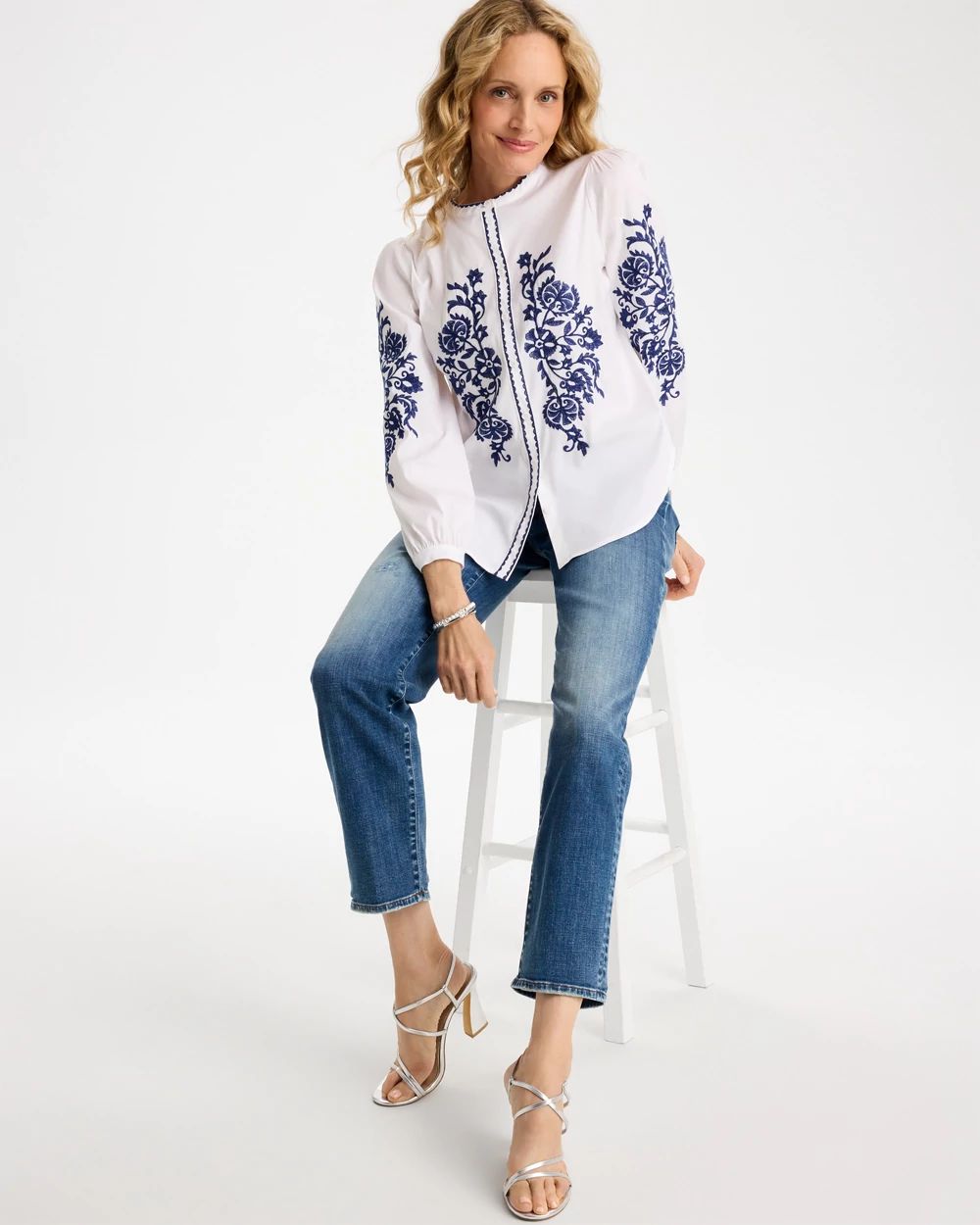 Cotton Voile Embroidered Blouse click to view larger image.