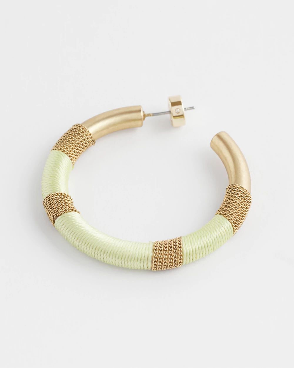 No Droop® Green Thread Wrapped Hoop Earrings