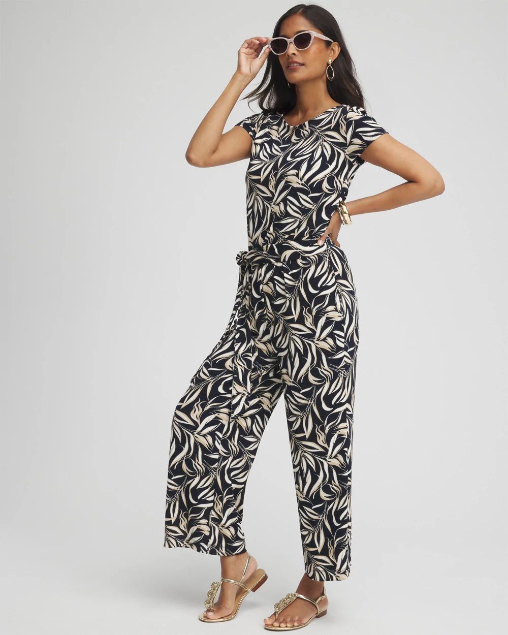 Travelers™ Leaves Belted Jumpsuit click to view larger image.