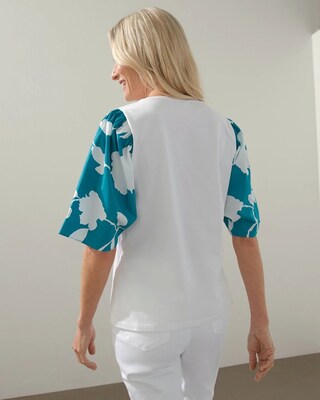 White Floral Elbow Sleeve Tee
