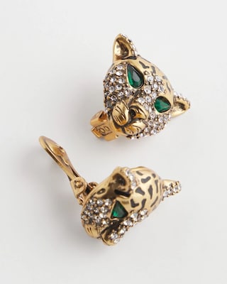 Green Eyed Leopard Clip-On Earrings click to view larger image.