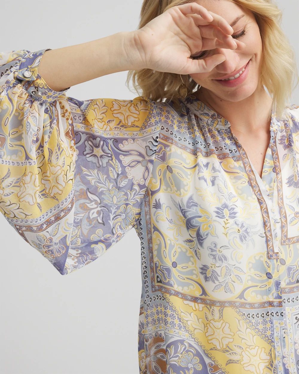 Artisinal Georgette Blouson-Sleeve Blouse